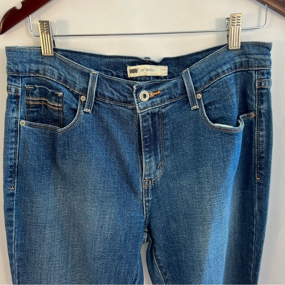 Levis 515 Bootcut Jeans Medium Wash Blue Flared Mid Rise Womens 32 Embroidered - Picture 2 of 7